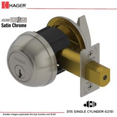 Hager 3115 2-3/8 US26D NC IC Grade 1 Deadlock Stock No 061554