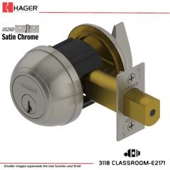 Hager 3118 2-3/4 US26D SCC KA Grade 1 Deadlock Stock No 099479