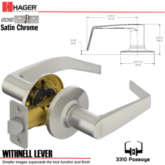 Hager 3310 Withnell Lever Tubular Leverset US26D Stock No 144566