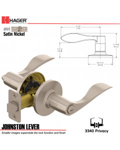 Hager 3340 Johnston Lever Tubular Leverset US15 Stock No 144971