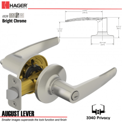 Hager 3340 August Lever Tubular Leverset US26 Stock No 197205