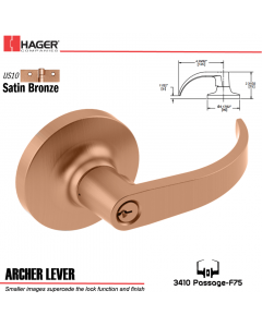 Hager 3410 Archer Lever Lockset US10 Stock No 012557