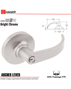 Hager 3410 Archer Lever Lockset US26 Stock No 157289