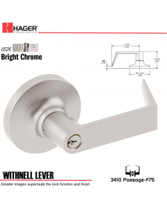 Hager 3410 Withnell Lever Lockset US26 Stock No 012526