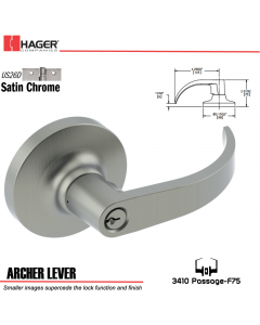 Hager 3410 Archer Lever Lockset US26D Stock No 172477