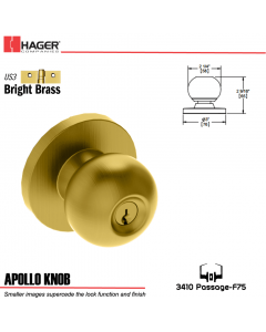 Hager 3410 Apollo Knob Lockset US3 Stock No 012520