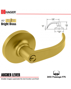 Hager 3410 Archer Lever Lockset US3 Stock No 150018