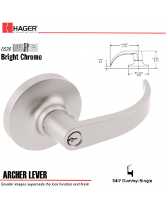 Hager 3417 Archer Lever Lockset US26 Stock No 012572