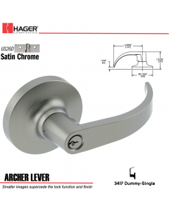 Hager 3417 Archer Lever Lockset US26D Stock No 012571