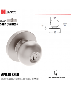 Hager 3417 Apollo Knob Lockset US32D Stock No 012562