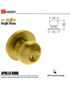 Hager 3417 Apollo Knob Lockset US3 Stock No 012561