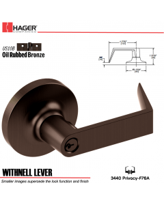 Hager 3440 Withnell Lever Lockset US10B Stock No 058730