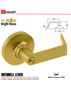 Hager 3440 Withnell Lever Lockset US3 Stock No 144373