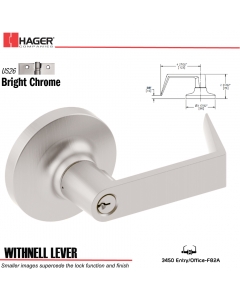 Hager 3450 Withnell Lever Lockset US26 Stock No 038169