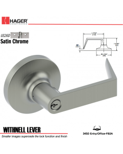 Hager 3450 Withnell Lever Lockset US26D Stock No 143964