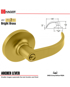 Hager 3450 Archer Lever Lockset US3 Stock No 172134