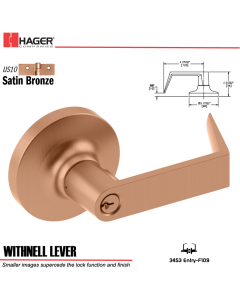 Hager 3453 Withnell Lever Lockset US10 Stock No 126606