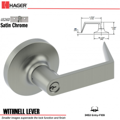 Hager 3453 Withnell Lever Lockset US26D Stock No 125601