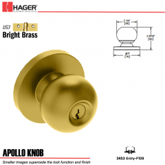 Hager 3453 Apollo Knob Lockset US3 Stock No 067289