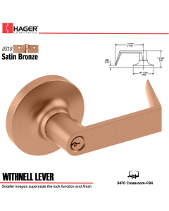 Hager 3470 Withnell Lever Lockset US10 Stock No 166646