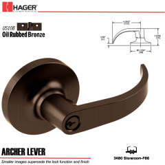 Hager 3480 Archer Lever Lockset US10B Stock No 174964