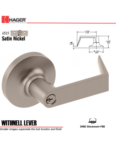 Hager 3480 Withnell Lever Lockset US15 Stock No 172369