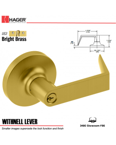 Hager 3480 Withnell Lever Lockset US3 Stock No 181552