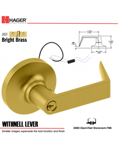 Hager 3480 Withnell Lever Electric Lockset US3 EURX24 Stock No 176610