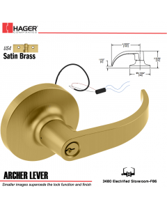 Hager 3480 Archer Lever Electric Lockset US4 EL24 Stock No 134409