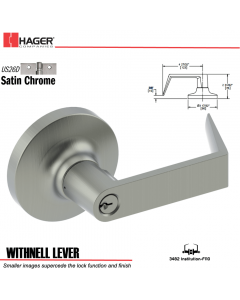 Hager 3482 Withnell Lever Lockset US26D Stock No 158716