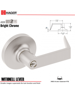 Hager 3495 Withnell Lever Lockset US26 Stock No 109274