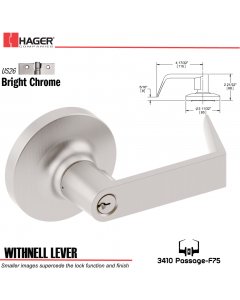 Hager 3510 Withnell Lever Lockset US26 Stock No 139445