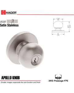 Hager 3510 Apollo Knob Lockset US32D Stock No 153700