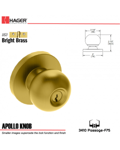 Hager 3510 Apollo Knob Lockset US3 Stock No 013094