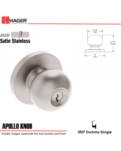 Hager 3517 Apollo Knob Lockset US32D Stock No 000105