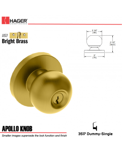 Hager 3517 Apollo Knob Lockset US3 Stock No 000102