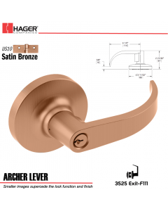 Hager 3525 Archer Lever Lockset US10 Stock No 095545