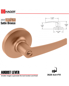 Hager 3525 August Lever Lockset US10 Stock No 038501