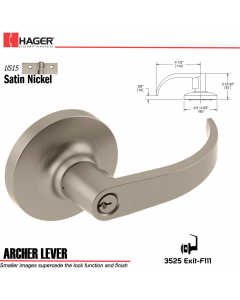 Hager 3525 Archer Lever Lockset US15 Stock No 131176