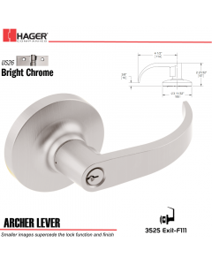 Hager 3525 Archer Lever Lockset US26 Stock No 166224