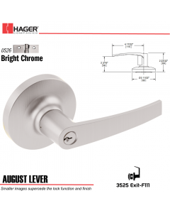 Hager 3525 August Lever Lockset US26 Stock No 132017