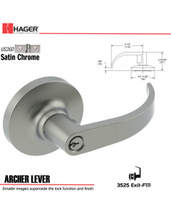 Hager 3525 Archer Lever Lockset US26D Stock No 065694