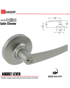 Hager 3525 August Lever Lockset US26D Stock No 038430