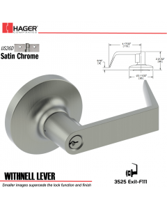 Hager 3525 Withnell Lever Lockset US26D Stock No 046547