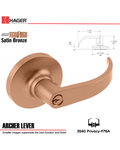 Hager 3540 Archer Lever Lockset US10/US26D Stock No 156285