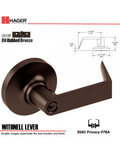 Hager 3540 Withnell Lever Lockset US10B/US26D Stock No 117775