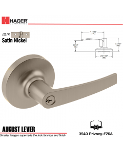 Hager 3540 August Lever Lockset US15 Stock No 172181