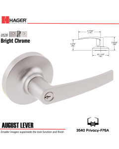 Hager 3540 August Lever Lockset US26 Stock No 174605