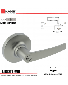 Hager 3540 August Lever Lockset US26D Stock No 129941