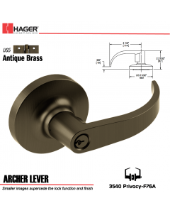 Hager 3540 Archer Lever Lockset US5/US26 Stock No 023082